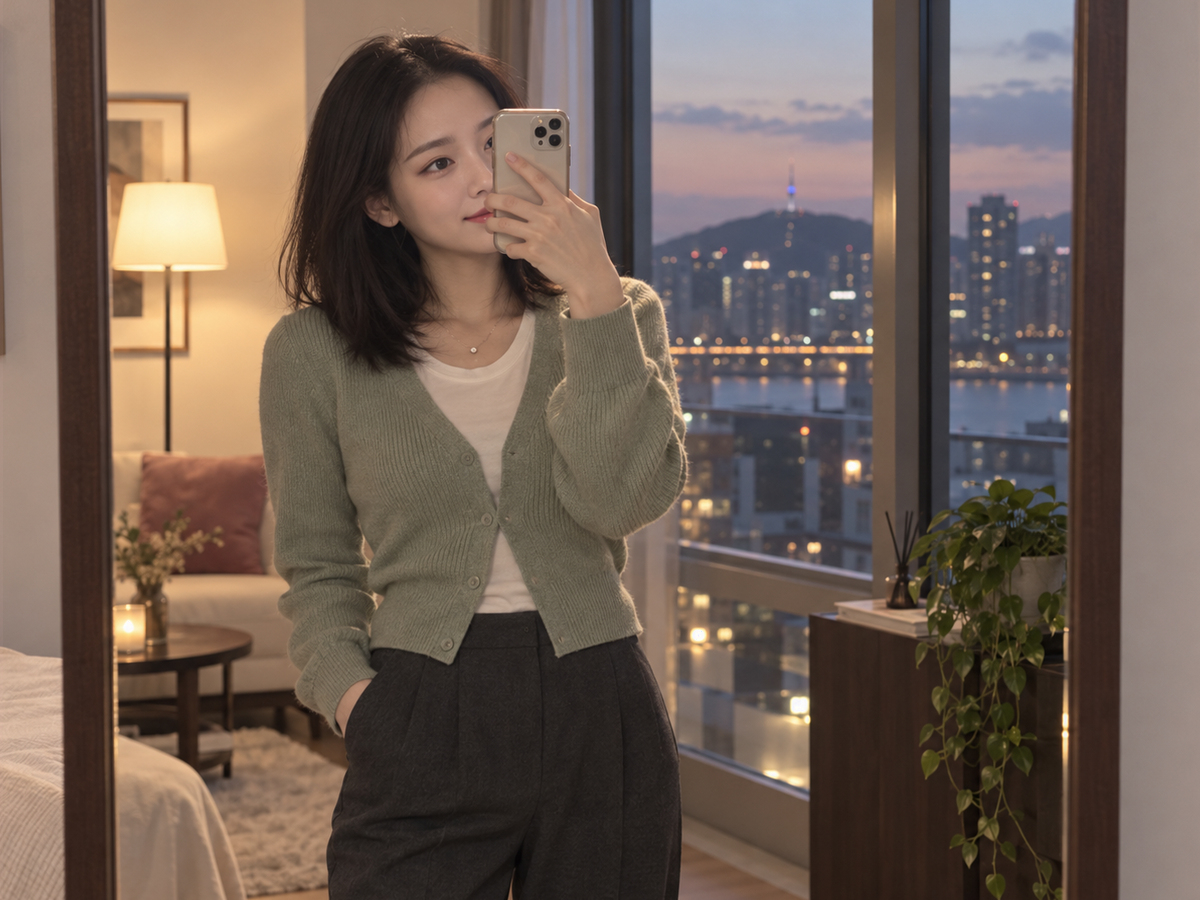 경기도 광명시 이동과 방문 일정을 안내하는 젊은 성인 한국 여성 관리사